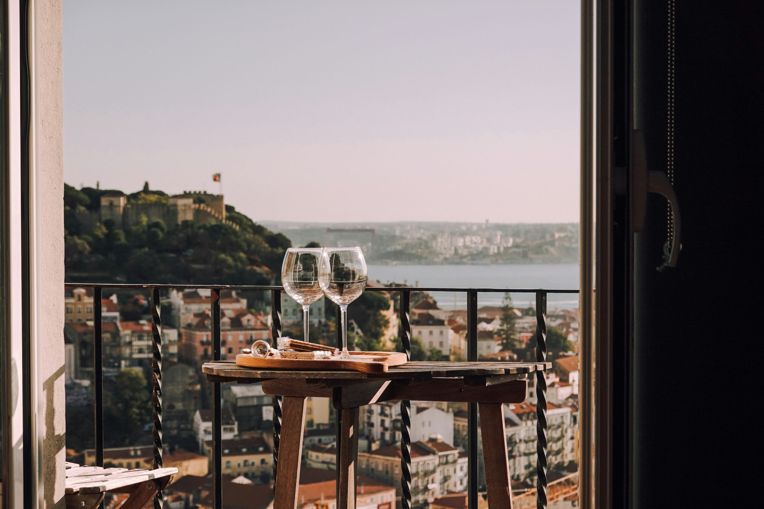 glasses on a table